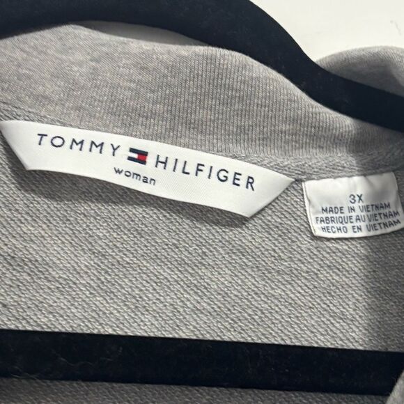 Tommy Hilfiger Gray Quarter Zip Logo Pullover 3X - Picture 3 of 6
